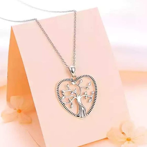 S925 Sterling Silver TREE OF LIFE HEART NECKLACE - Picture 3 of 5